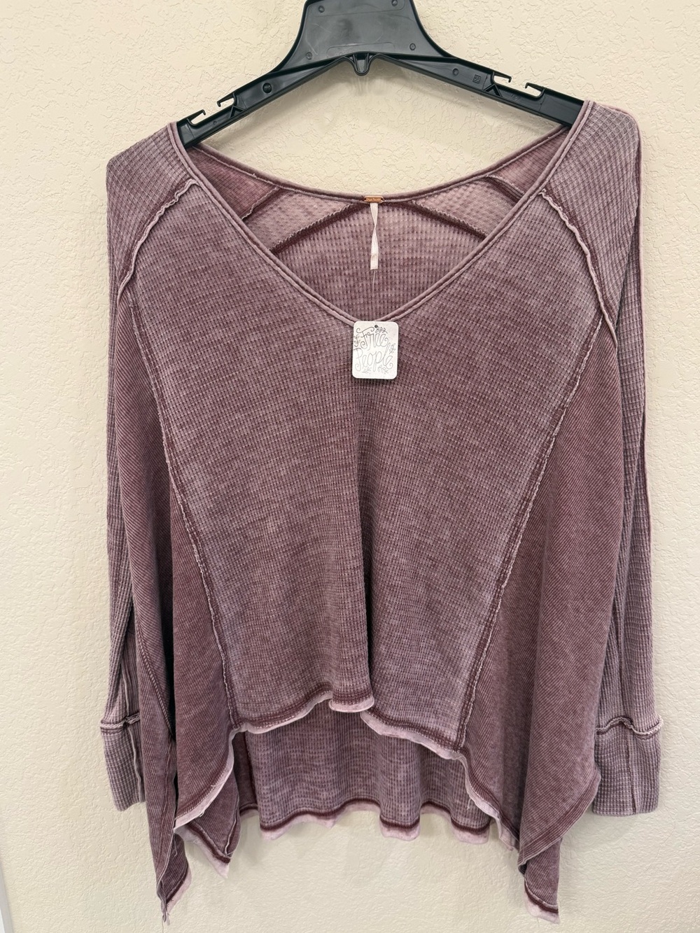NWT Free People Thermal Pullover V-Neck Knit Top Size S